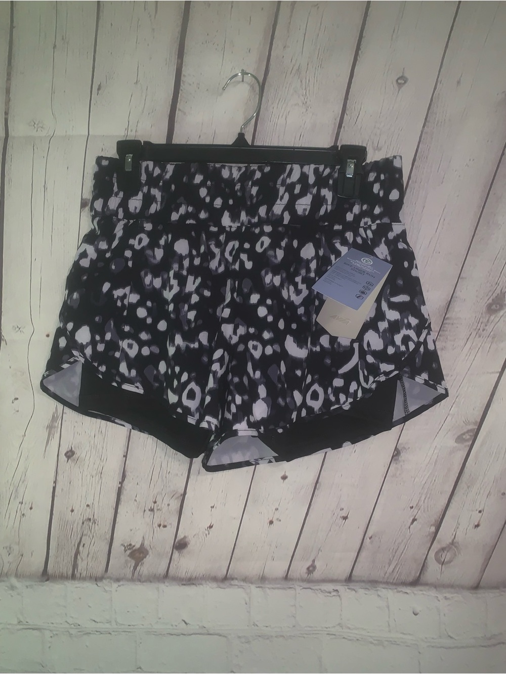 Avia Black and White Patterned Running Shorts